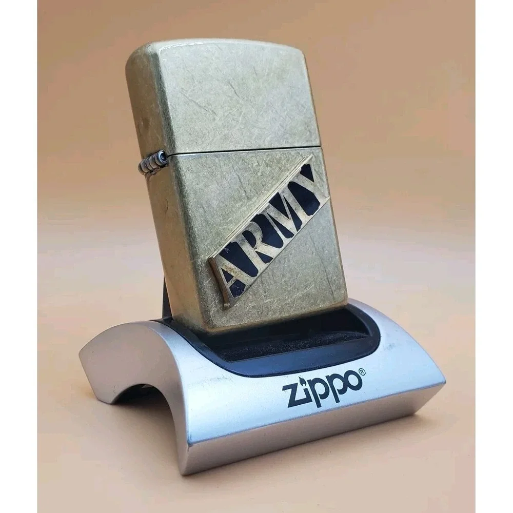 Zippo Lighter With An Army Medallion Street Brass